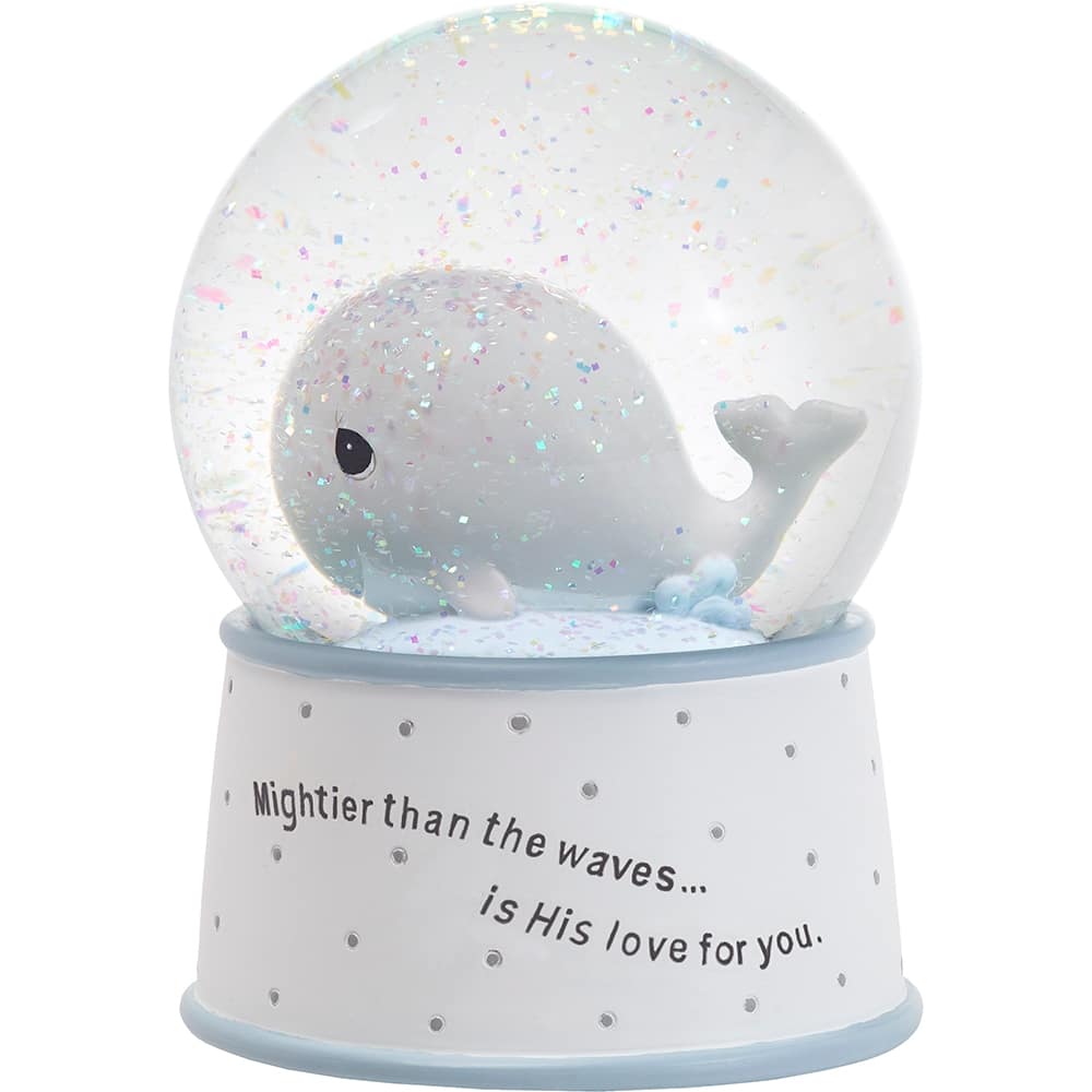 Precious Moments Mightier Than The Waves Brahms&#x27; Lullaby Whale Musical Snow Globe